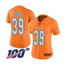 Women's Miami Dolphins #39 Larry Csonka Limited Orange Rush Vapor Untouchable 100th Season Football Jersey