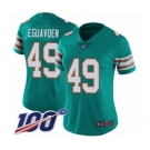 Women's Miami Dolphins #49 Sam Eguavoen Aqua Green Alternate Vapor Untouchable Limited Player 100th Season Football Jersey