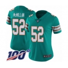 Women's Miami Dolphins #52 Raekwon McMillan Aqua Green Alternate Vapor Untouchable Limited Player 100th Season Football Jersey