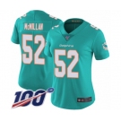 Women's Miami Dolphins #52 Raekwon McMillan Aqua Green Team Color Vapor Untouchable Limited Player 100th Season Football Jersey