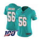 Women's Miami Dolphins #56 Davon Godchaux Aqua Green Team Color Vapor Untouchable Limited Player 100th Season Football Jersey