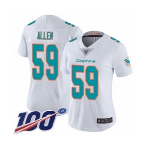 Women's Miami Dolphins #59 Chase Allen White Vapor Untouchable Limited Player 100th Season Football Jersey