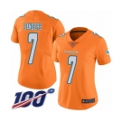 Women's Miami Dolphins #7 Jason Sanders Limited Orange Rush Vapor Untouchable 100th Season Football Jersey