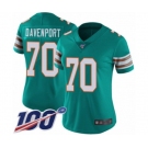 Women's Miami Dolphins #70 Julie'n Davenport Aqua Green Alternate Vapor Untouchable Limited Player 100th Season Football Jersey