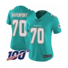 Women's Miami Dolphins #70 Julie'n Davenport Aqua Green Team Color Vapor Untouchable Limited Player 100th Season Football Jersey