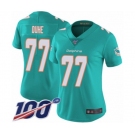 Women's Miami Dolphins #77 Adam Joseph Duhe Aqua Green Team Color Vapor Untouchable Limited Player 100th Season Football Jersey