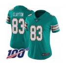 Women's Miami Dolphins #83 Mark Clayton Aqua Green Alternate Vapor Untouchable Limited Player 100th Season Football Jersey