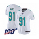 Women's Miami Dolphins #91 Cameron Wake White Vapor Untouchable Limited Player 100th Season Football Jersey