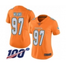 Women's Miami Dolphins #97 Christian Wilkins Limited Orange Rush Vapor Untouchable 100th Season Football Jersey