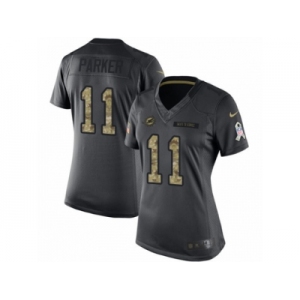Women's Nike Miami Dolphins #11 DeVante Parker Limited Black 2016 Salute to Service NFL Jersey