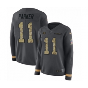 Women's Nike Miami Dolphins #11 DeVante Parker Limited Black Salute to Service Therma Long Sleeve NFL Jersey