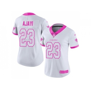 Women's Nike Miami Dolphins #23 Jay Ajayi White Pink Stitched NFL Limited Rush Fashion Jersey