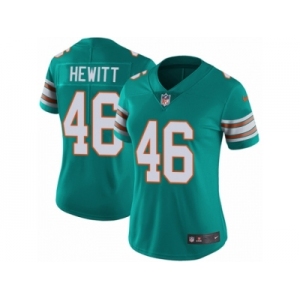 Women's Nike Miami Dolphins #46 Neville Hewitt Vapor Untouchable Limited Aqua Green Alternate NFL Jersey