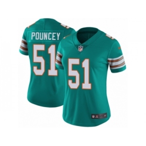 Women's Nike Miami Dolphins #51 Mike Pouncey Vapor Untouchable Limited Aqua Green Alternate NFL Jersey