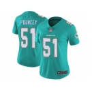 Women's Nike Miami Dolphins #51 Mike Pouncey Vapor Untouchable Limited Aqua Green Team Color NFL Jersey