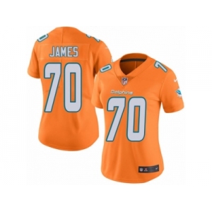 Women's Nike Miami Dolphins #70 Ja'Wuan James Limited Orange Rush NFL Jersey