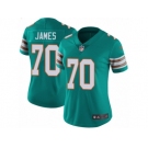 Women's Nike Miami Dolphins #70 Ja'Wuan James Vapor Untouchable Limited Aqua Green Alternate NFL Jersey