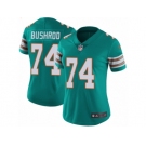 Women's Nike Miami Dolphins #74 Jermon Bushrod Vapor Untouchable Limited Aqua Green Alternate NFL Jersey