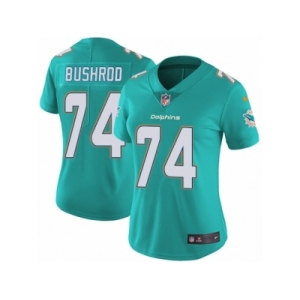 Women's Nike Miami Dolphins #74 Jermon Bushrod Vapor Untouchable Limited Aqua Green Team Color NFL Jersey