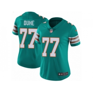 Women's Nike Miami Dolphins #77 Adam Joseph Duhe Vapor Untouchable Limited Aqua Green Alternate NFL Jersey