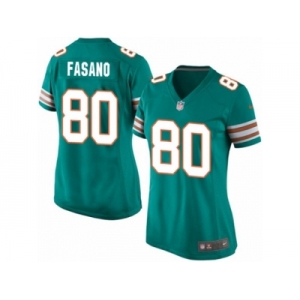 Women's Nike Miami Dolphins #80 Anthony Fasano Game Aqua Green Alternate NFL Jersey