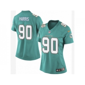 Women's Nike Miami Dolphins #90 Charles Harris Limited Aqua Green Team Color NFL Jersey