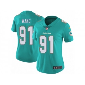 Women's Nike Miami Dolphins #91 Cameron Wake Vapor Untouchable Limited Aqua Green Team Color NFL Jersey