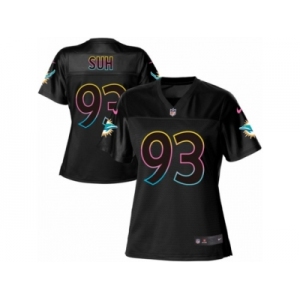 Women's Nike Miami Dolphins #93 Ndamukong Suh Game Black Fashion NFL Jersey