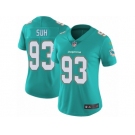 Women's Nike Miami Dolphins #93 Ndamukong Suh Vapor Untouchable Limited Aqua Green Team Color NFL Jersey