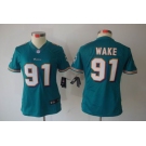 nike women nfl jerseys miami dolphins #91 wake green[nike limited]