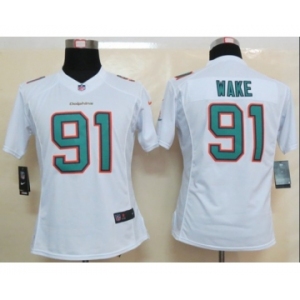 nike women nfl jerseys miami dolphins #91 wake white[new nike limited]