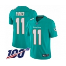 Youth Miami Dolphins #11 DeVante Parker Aqua Green Team Color Vapor Untouchable Limited Player 100th Season Football Jersey