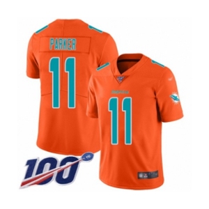 Youth Miami Dolphins #11 DeVante Parker Limited Orange Inverted Legend 100th Season Football Jersey