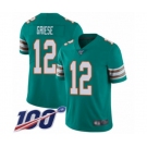 Youth Miami Dolphins #12 Bob Griese Aqua Green Alternate Vapor Untouchable Limited Player 100th Season Football Jersey