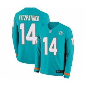 Youth Miami Dolphins #14 Ryan Fitzpatrick Limited Aqua Therma Long Sleeve Football Jersey