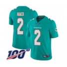 Youth Miami Dolphins #2 Matt Haack Aqua Green Team Color Vapor Untouchable Limited Player 100th Season Football Jersey