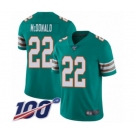 Youth Miami Dolphins #22 T.J. McDonald Aqua Green Alternate Vapor Untouchable Limited Player 100th Season Football Jersey