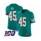 Youth Miami Dolphins #45 Mike Hull Aqua Green Alternate Vapor Untouchable Limited Player 100th Season Football Jersey