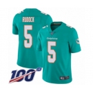 Youth Miami Dolphins #5 Jake Rudock Aqua Green Team Color Vapor Untouchable Limited Player 100th Season Football Jersey