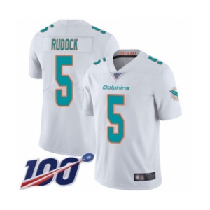 Youth Miami Dolphins #5 Jake Rudock White Vapor Untouchable Limited Player 100th Season Football Jersey