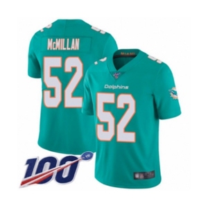 Youth Miami Dolphins #52 Raekwon McMillan Aqua Green Team Color Vapor Untouchable Limited Player 100th Season Football Jersey