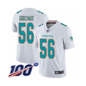 Youth Miami Dolphins #56 Davon Godchaux White Vapor Untouchable Limited Player 100th Season Football Jersey