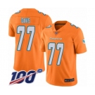 Youth Miami Dolphins #77 Jesse Davis Limited Orange Rush Vapor Untouchable 100th Season Football Jersey