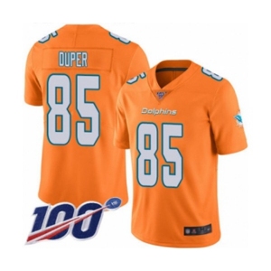 Youth Miami Dolphins #85 Mark Duper Limited Orange Rush Vapor Untouchable 100th Season Football Jersey