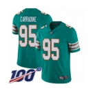 Youth Miami Dolphins #95 Tank Carradine Aqua Green Alternate Vapor Untouchable Limited Player 100th Season Football Jersey