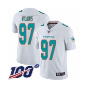 Youth Miami Dolphins #97 Christian Wilkins White Vapor Untouchable Limited Player 100th Season Football Jersey