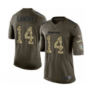 Youth Nike Miami Dolphins #14 Jarvis Landry Limited Green Salute to Service NFL Jersey