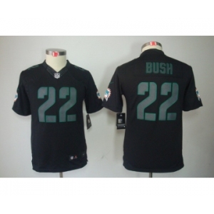 nike youth nfl jerseys miami dolphins #22 bush black[nike impact limited]