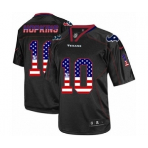 Men's Nike Houston Texans #10 DeAndre Hopkins Elite Black USA Flag Fashion NFL Jersey