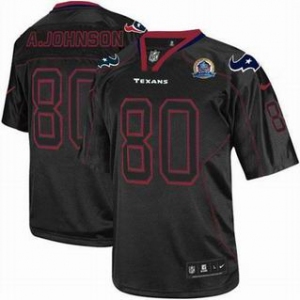 nike nfl jerseys houston texans  #80 a.johnson black[Elite lights out 50th Patch]